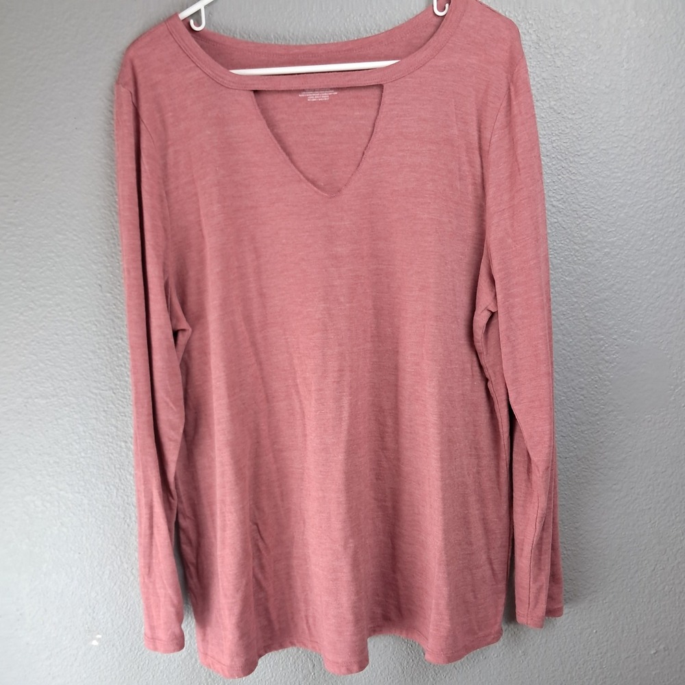 Lane Bryant Women's Long Sleeve Top Cutout Neckline Casual Comfy Plus Size 18/20